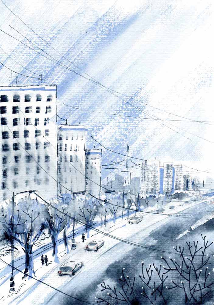 В городе снег